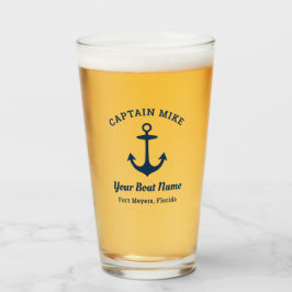 ネイビー航海のブルーカスタムキャプテンボート名 タンブラーグラス