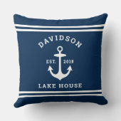 ネイビー航海のブルーカスタムファミリーレイクハウス クッション (裏面)