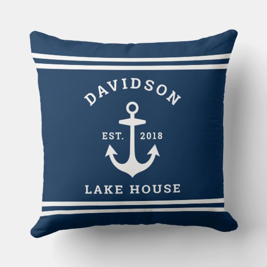 ネイビー航海のブルーカスタムファミリーレイクハウス クッション (裏面)