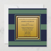 ネイビー航海のブルーグリーンストライプいかり結婚ズ 招待状 (裏面)