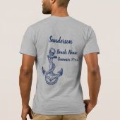 ネイビー航海のブルーコンパスコーストビーチハウス Tシャツ (裏面)