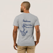 ネイビー航海のブルーコンパスコーストビーチハウス Tシャツ (裏面フル)