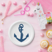 ネイビー航海のブルーシップいかりズ結婚ビーチ ペーパープレート (パーティー)