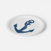ネイビー航海のブルーシップいかりズ結婚ビーチ ペーパープレート (アングル)