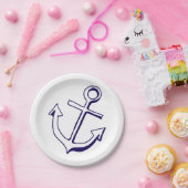 ネイビー航海のブルーシップいかりズ結婚ビーチ ペーパープレート (パーティー)