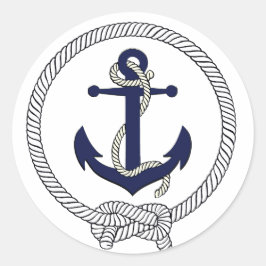 ネイビー航海のブルーシルエットいかりブラックロープ ラウンドシール