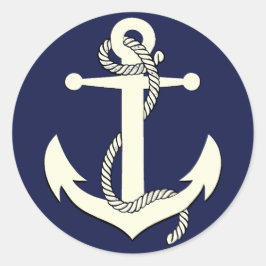 ネイビー航海のブルーシルエットいかりロープ ラウンドシール