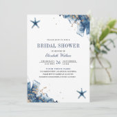 ネイビー航海のブルースターフィッシュ写真ブライダルシャワー 招待状 (スタンド正面)