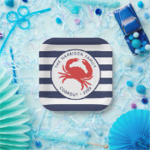 ネイビー航海のブルーストライプガニ ペーパープレート (パーティー)