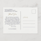 ネイビー航海のブルービーチ結婚式写真ありがとう ポストカード (裏面)