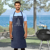 ネイビー航海のブルーファミリーネームレイクハウス エプロン