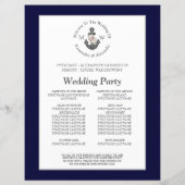 ネイビー航海のブルーフローラいかり結婚式プログラム (裏面)