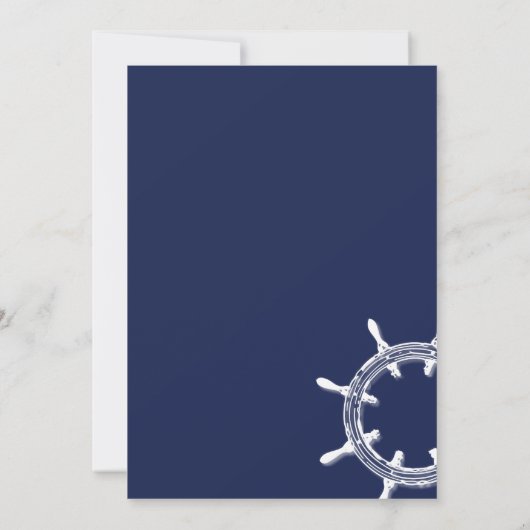 ネイビー航海のブルーブライダルシャワー招待状ホイール 招待状 (裏面)