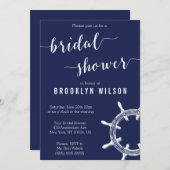 ネイビー航海のブルーブライダルシャワー招待状ホイール 招待状 (正面/裏面)