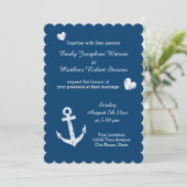 ネイビー航海のブルーホワイトいかり結婚式招待状 招待状 (スタンド正面)