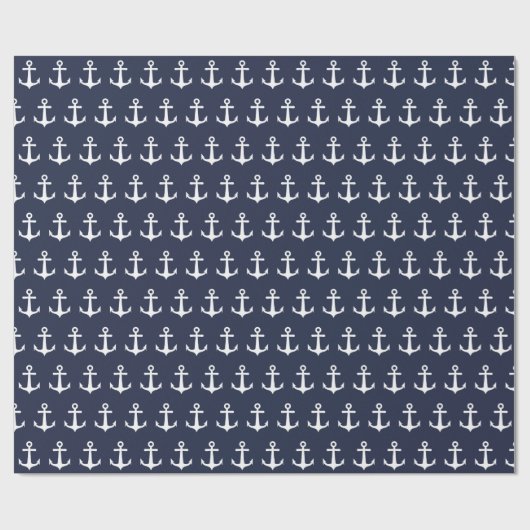 ネイビー航海のブルーホワイトいかり ラッピングペーパー (フラット)