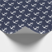 ネイビー航海のブルーホワイトいかり ラッピングペーパー (角)