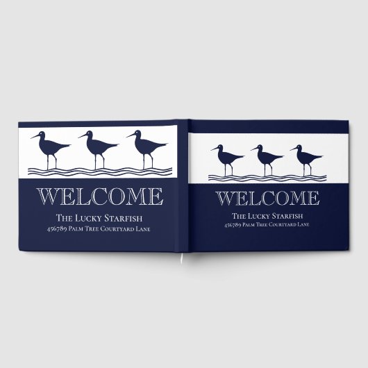 ネイビー航海のブルーホワイトサンドパイパービーチハウス ゲストブック (全面)