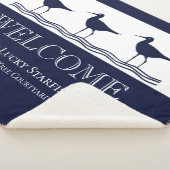 ネイビー航海のブルーホワイトサンドパイパービーチハウス シェルパブランケット (3/4)