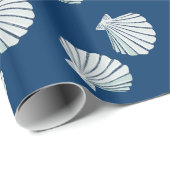 ネイビー航海のブルーホワイトシーサイドシェル誕生日 ラッピングペーパー (ロールコーナー)