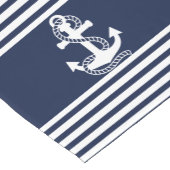 ネイビー航海のブルーホワイトストライプいかりとホワイト ショートテーブルランナー (コーナー)