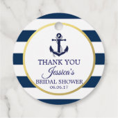 ネイビー航海のブルーホワイトストライプブライダルシャワー フェイバータグ (裏面)