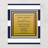 ネイビー航海のブルーホワイトバジェット結婚式招待状 チラシ (裏面)