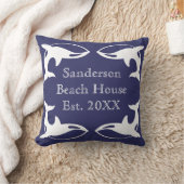 ネイビー航海のブルーホワイトファミリービーチハウス クッション (ブランケット)