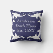 ネイビー航海のブルーホワイトファミリービーチハウス クッション (裏面)