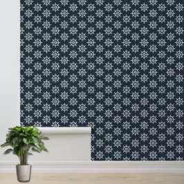 ネイビー航海のブルーホワイトボートホイールパターンアクセント 壁紙