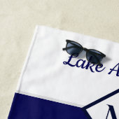 ネイビー航海のブルーホワイトモノグラムレイクハウスベ ビーチタオル (インサイチュ)
