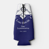 ネイビー航海のブルーホワイトモノグラムレイクハウス ボトルクーラー (裏面)