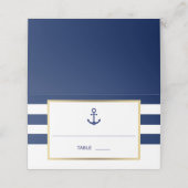 ネイビー航海のブルーホワストライプイト結婚ズ プレイスカード (外部開封)