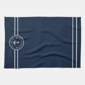 ネイビー航海のブルーボート名いかりロープ キッチンタオル (横)