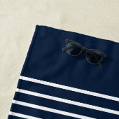 ネイビー航海のブルーボート名いかりロープ ビーチタオル (インサイチュ)