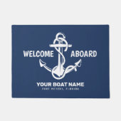 ネイビー航海のブルーボート名へようこそ ドアマット (正面)