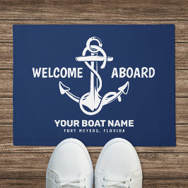 ネイビー航海のブルーボート名へようこそ ドアマット