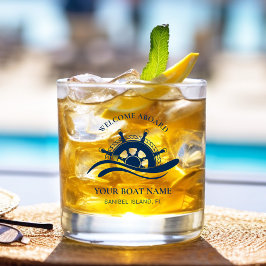 ネイビー航海のブルーボート名船輪 ウイスキーグラス