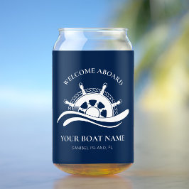 ネイビー航海のブルーボート名船輪 ガラス缶