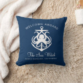 ネイビー航海のブルーボート名装飾用クッション クッション (ブランケット)