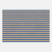 ネイビー航海のブルーラインフェイクブラウンク素朴ラフト ラッピングペーパーシート (正面)