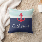 ネイビー航海のブルーレッドいかりカスタムデザイン クッション (ブランケット)