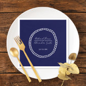 ネイビー航海のブルーロ結婚ープ スタンダードカクテルナプキン