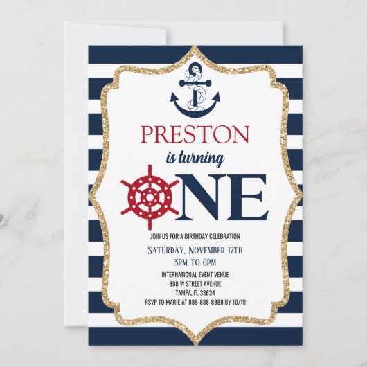 ネイビー航海のブルーワン第1回生誕会 招待状 (正面)
