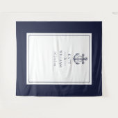 ネイビー航海のブルー結婚の写真ブース背景 タペストリー (正面(横))