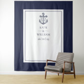 ネイビー航海のブルー結婚の写真ブース背景 タペストリー (インサイチュ)