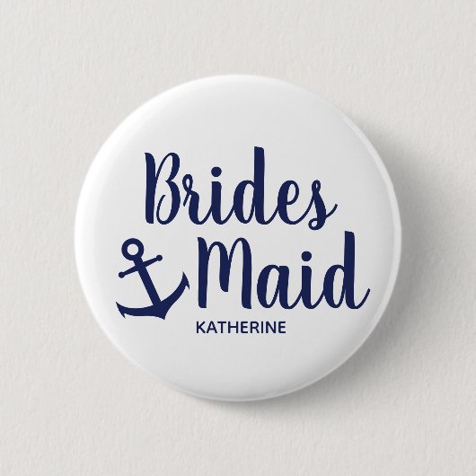 ネイビー航海のブルー花嫁いかり 缶バッジ (正面)