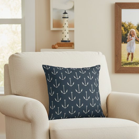 ネイビー航海のブルー装飾用クッションミニマルいかり クッション