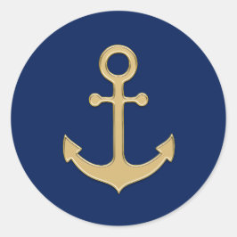 ネイビー航海のブルー金ゴールドいかりウェディングシャワー ラウンドシール