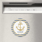 ネイビー航海のブルー金ゴールドいかり マグネット (インサイチュ (食洗機))